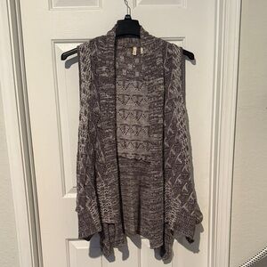 Anthropologie Moth Open Front Sleeveless Crochet Cardigan Grayish Taupe Sz XS/S